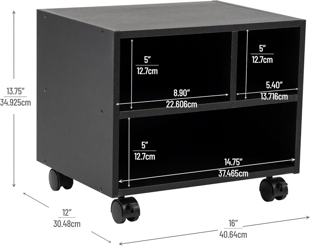 Rolling Printer Cart Utility Cart Printer Stand Under Desk Storage Office MDF