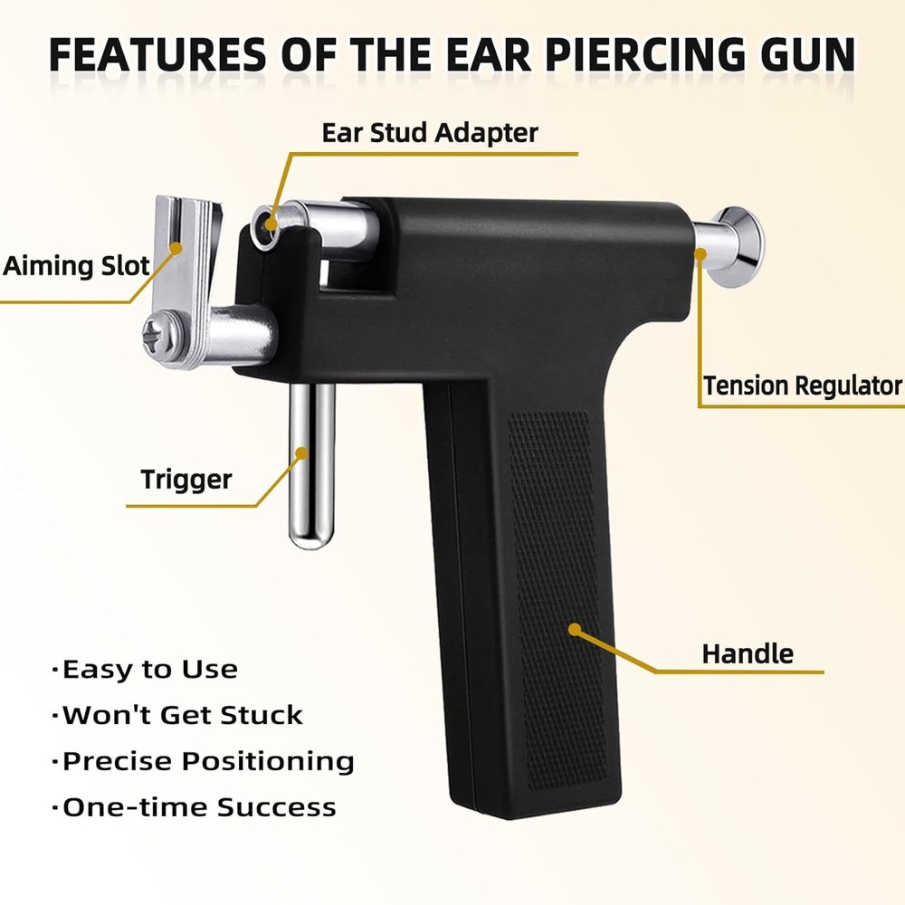 Ear Piercing Kit - Self-Piercing Tool with Studs & Accessories for Home Use