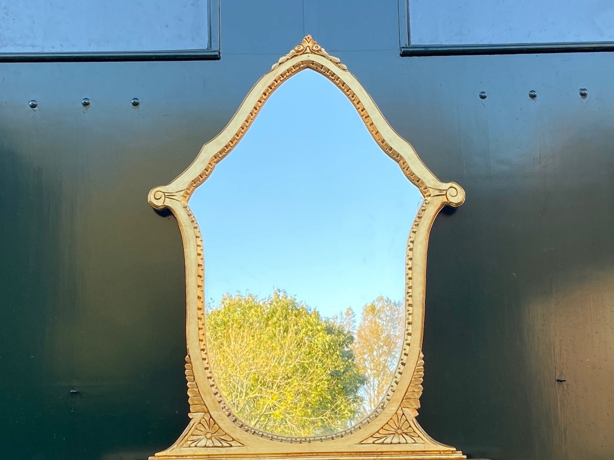 Vanity table with mirror French Louis XVI 1940s Gilt Beech Dressing Set
