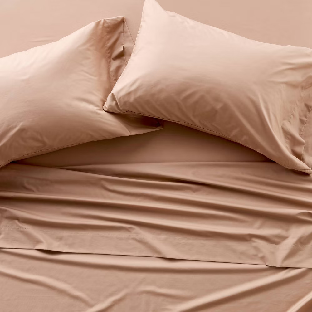 Standard 400 Thread Count Percale Pillowcases Light Adobe Clay - Casaluna