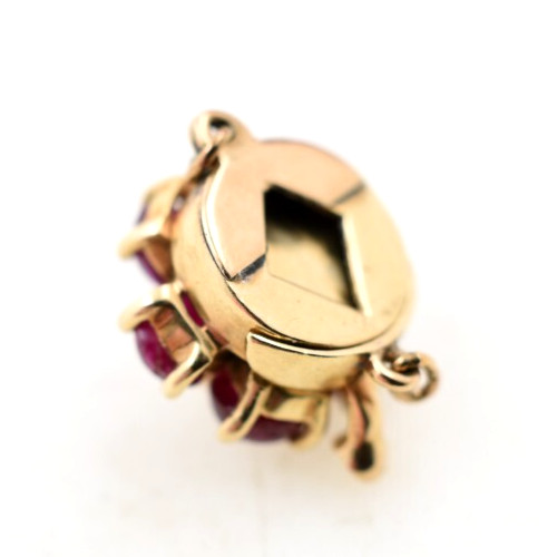 14K Yellow Gold Ruby & Pearl Clasp for Single Strand Necklace