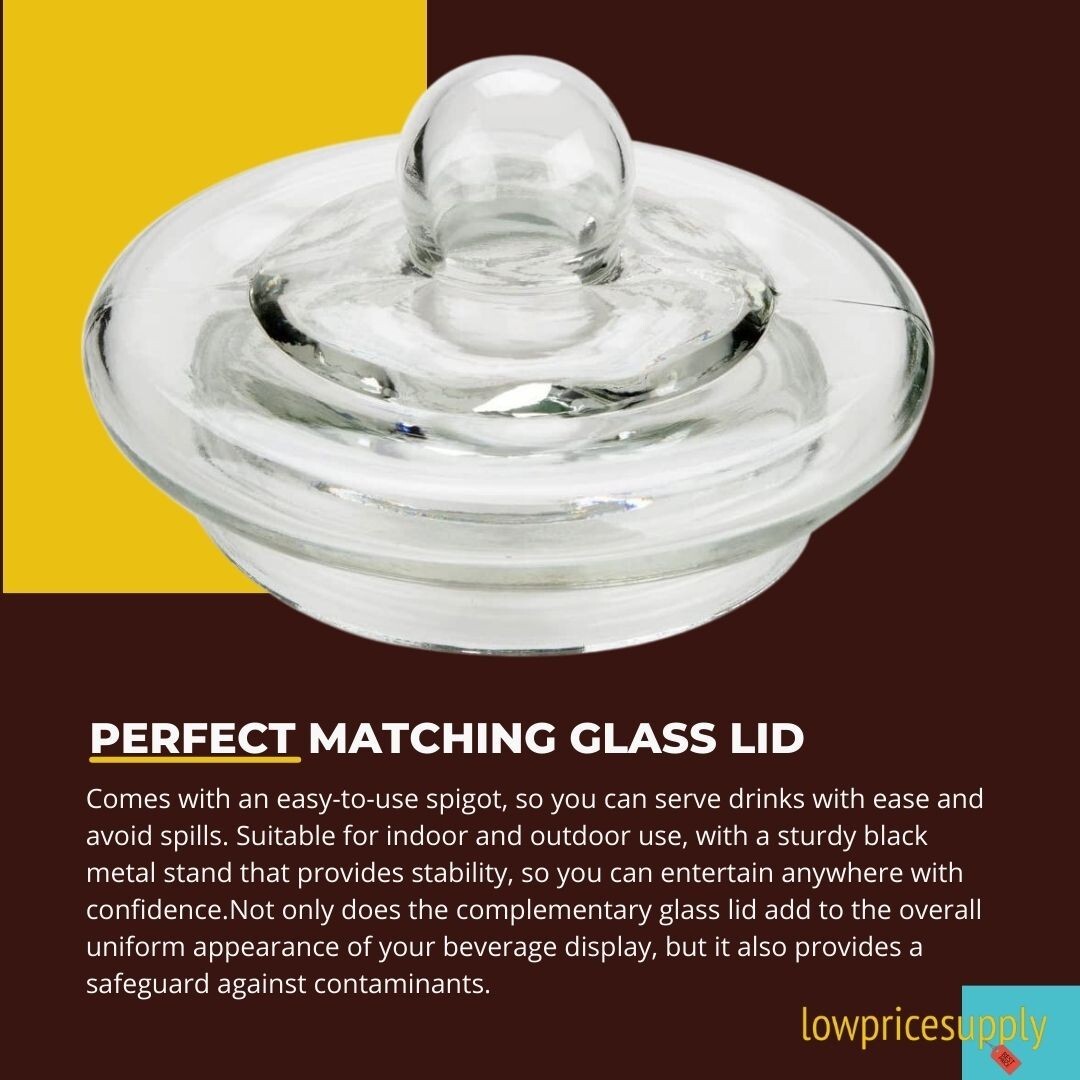 5 Gallon Hammered Glass Beverage Dispenser with Metal Stand - FAST SHIPMENT