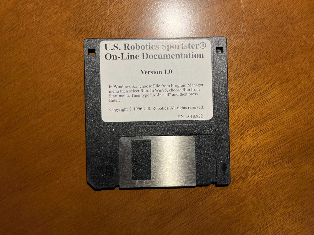 US Robotics Sportster On-Line Documentation Diskette Floppy Disk for Win 95 98