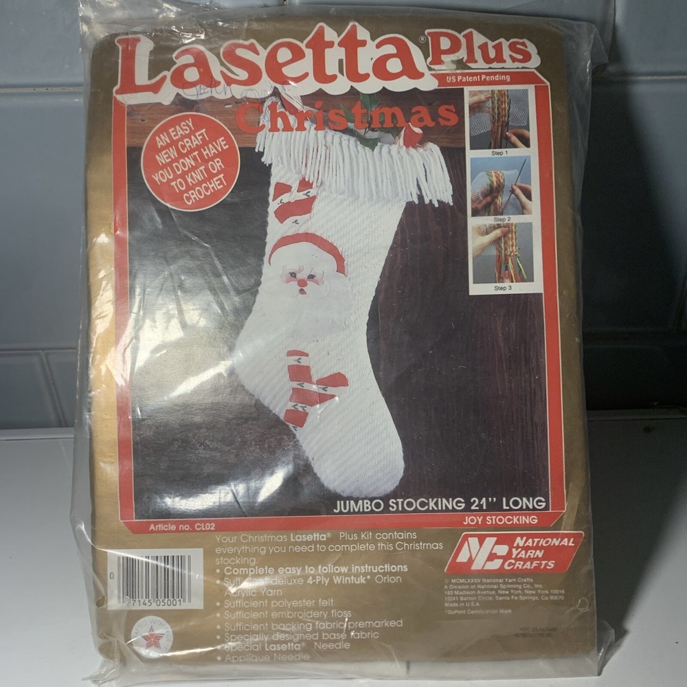 Lasetta Plus 21" Jumbo  Joy Stocking Kit vtg 1985