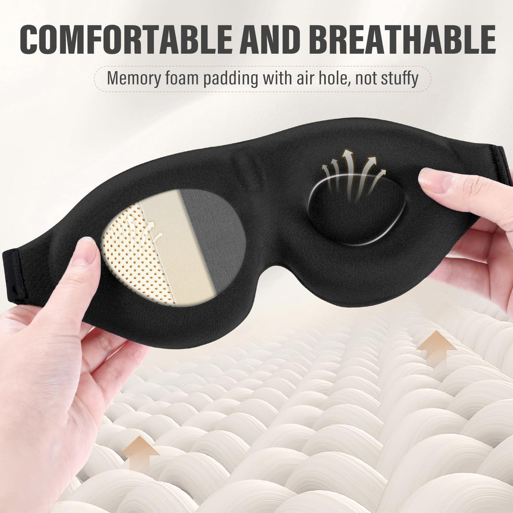 Sleep Mask for Side Sleeper, Complete Light Blocking 3D Sleeping Eye Mask, Soft