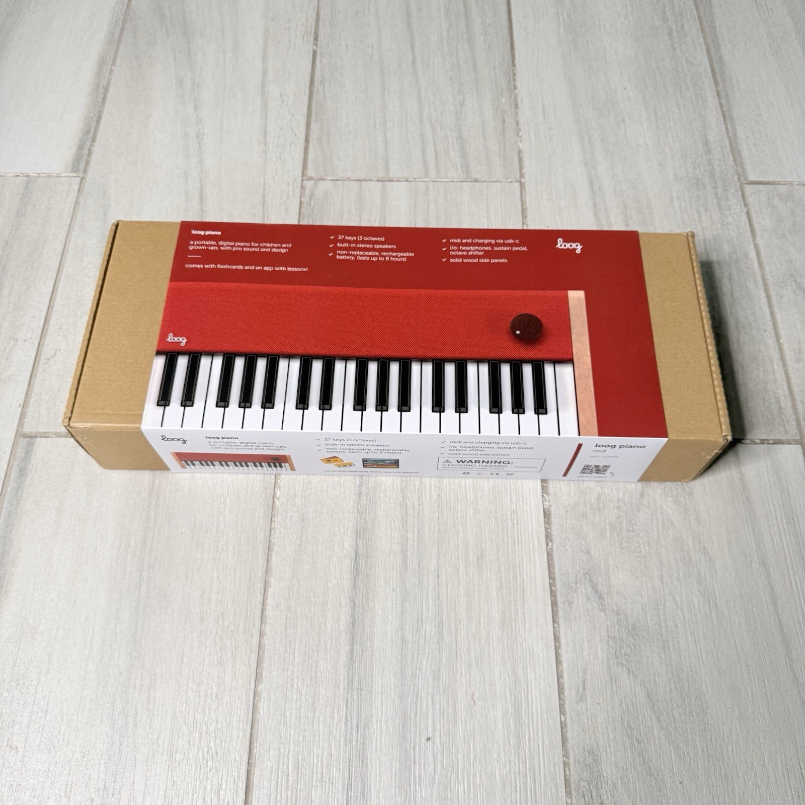 Loog Digital Piano Portable Keyboard MIDI USB-C Red Open Box