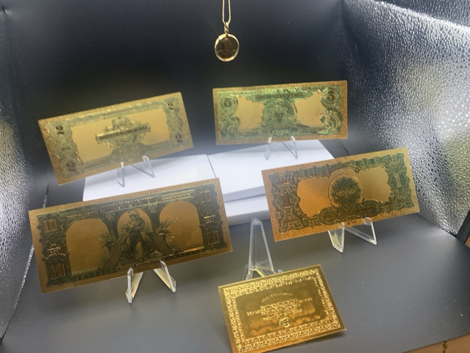 4PC MINT Banknote W/COA Lot💵GOLD 1899 $10 Bison&$1 Eagle Rep*Notes+PennyN More~