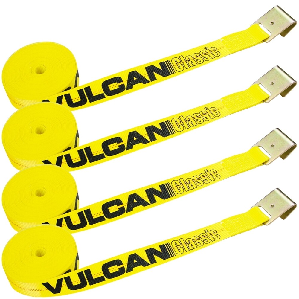 VULCAN Winch Strap - Flat Hook - 2" x 27', 4 Pack - 3300 lbs SWL