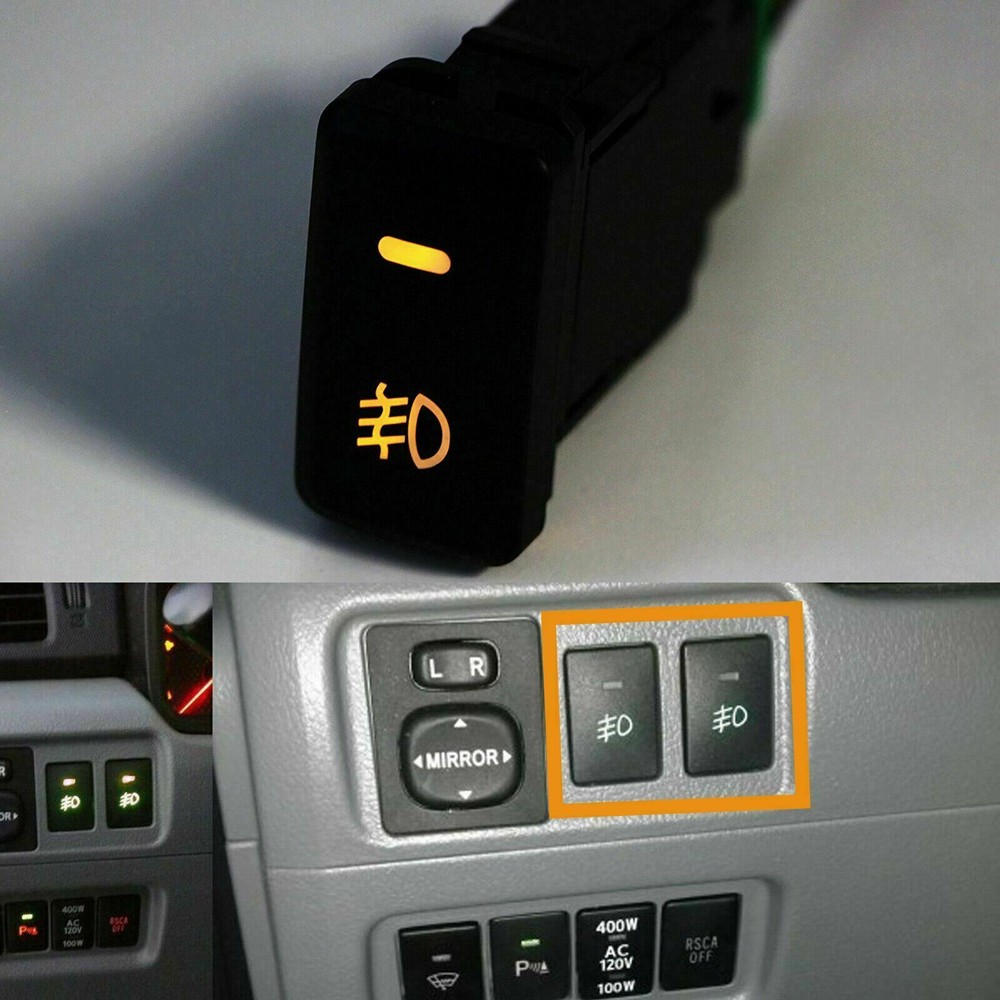 Fog Push Button Switch w/ Amber LED Background Indicator Lights OEM For Toyota
