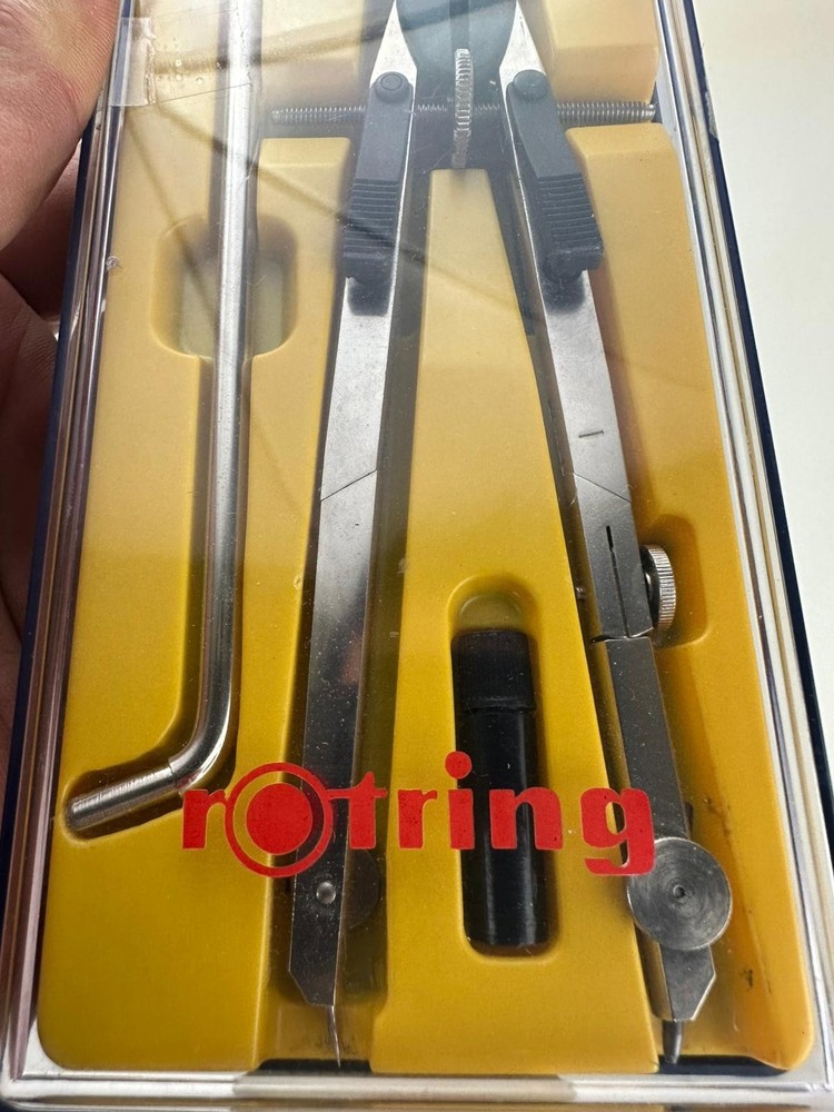 Precision Drafting Compass Set Rotring 530126 w/ Original Case Germany