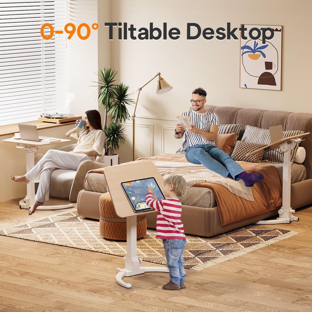 JOY worker Foldable Mobile Standing Desk, Pneumatic Height Adjustable Sit Sta...