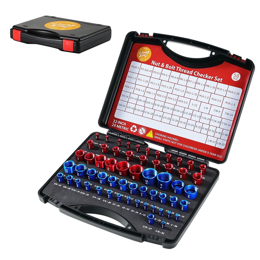 Housolution Thread Checker, 58PCS Nut and Bolt Thread Checker Set, 32 Standar...