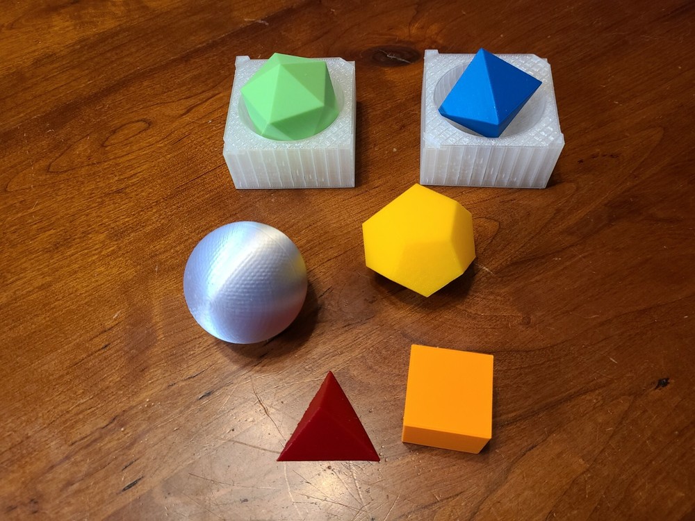 Small 3D Printed Platonic Solids with Unit Sphere