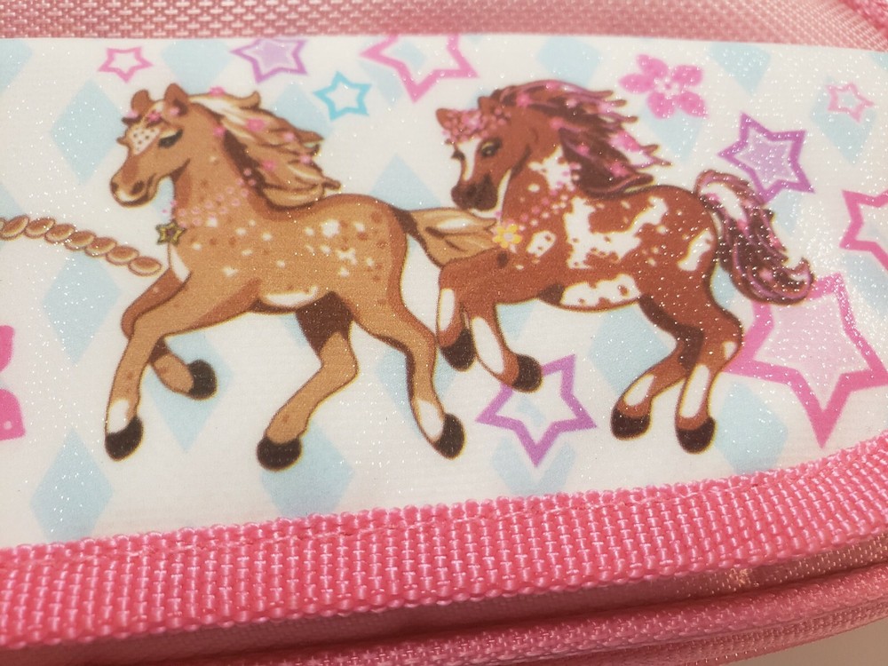Horse Pencil Pouch With Handle Pink NWOT