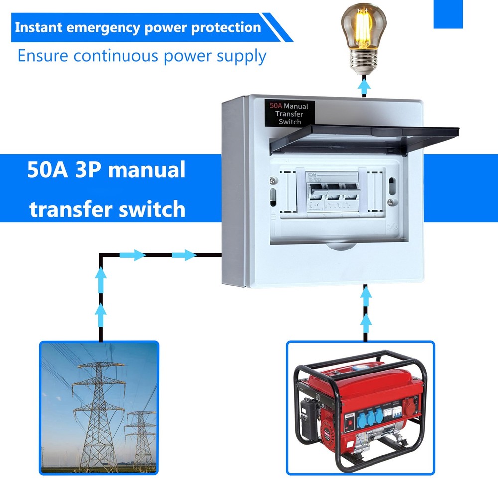 50A Generator Transfer Switch, Manual Switch 120/240V 12000W...
