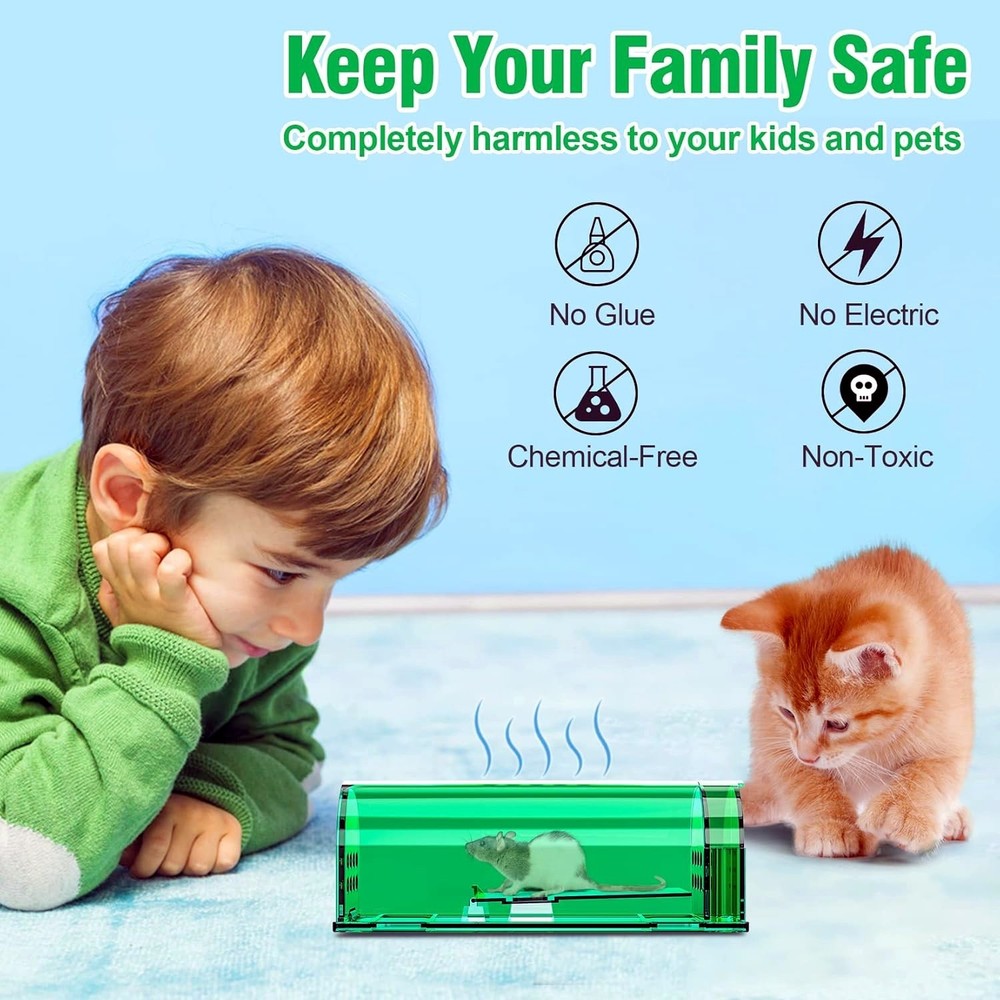 2-Pack Humane Mouse Traps Live Catch & Release No Kill Rat Mice Trap Reusable