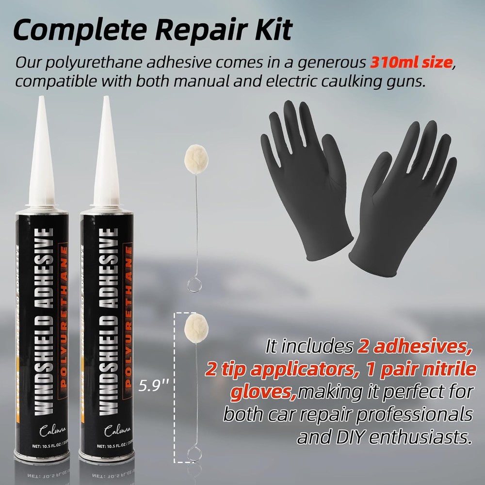(2-Pack) Urethane Windshield Adhesive, Automotive Polyurethane 2pk, Black