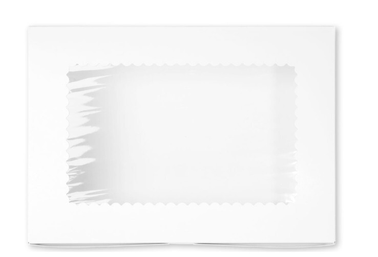 10Pcs 14X10X4 Cake Boxes Rectangle Bakery with Window White Quarter Sheet Large