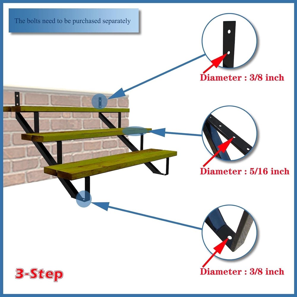 Steel Step Stair Riser - 3 Step For Deck height 27 inches Stair stringer Step...