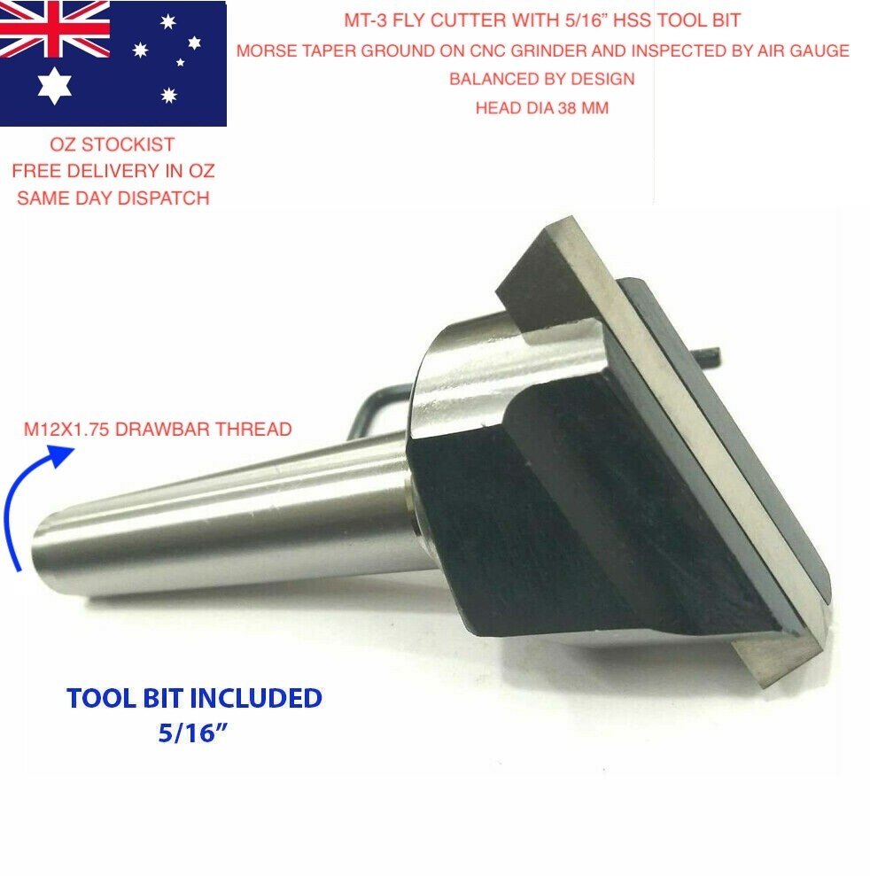 Fly Cutter 3MT Shank 38mm  Head 12mm x 1.75 THREADED BACK (Includes Cutter)