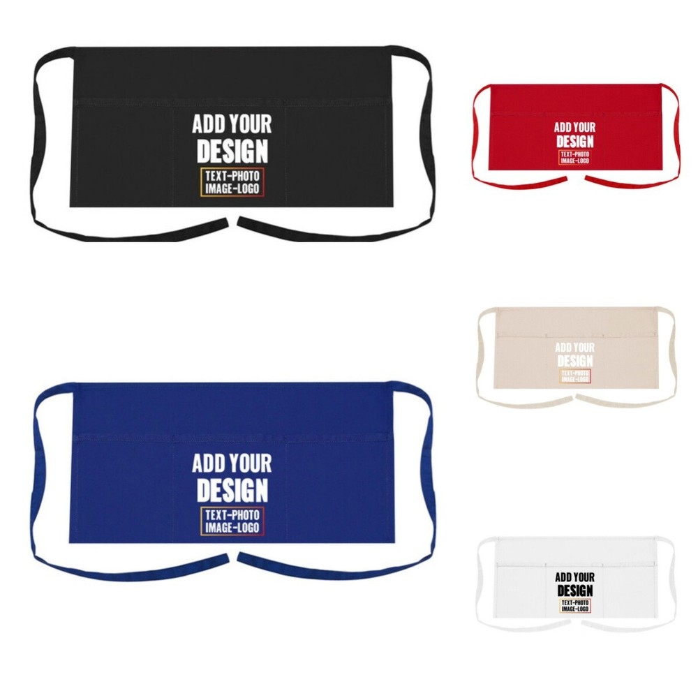 Custom Waist Apron PRINTED Waiter Server Bistro Personalized Chef Half Apron