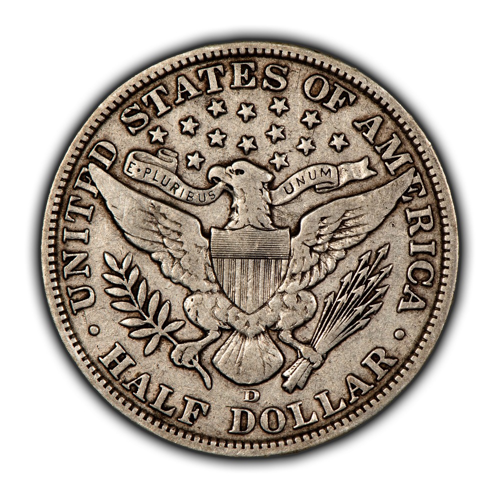 1908-D 50c Barber Silver Half Dollar - VF - SKU-H3023