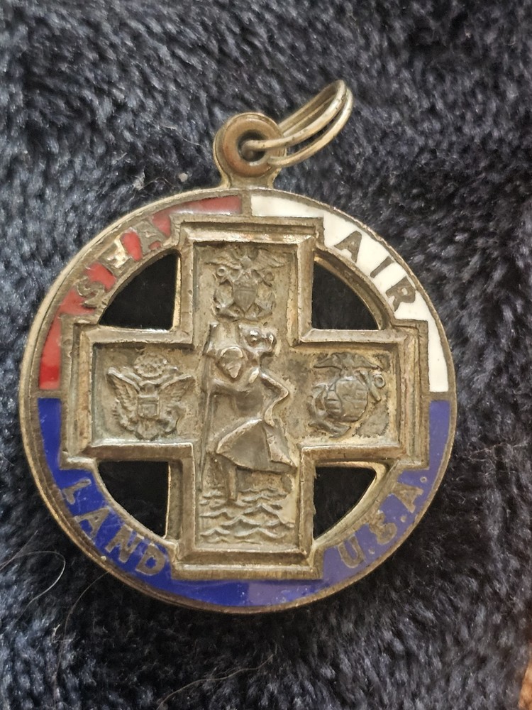 WWll Era Land Air Sea USA Sterling Silver Pendant