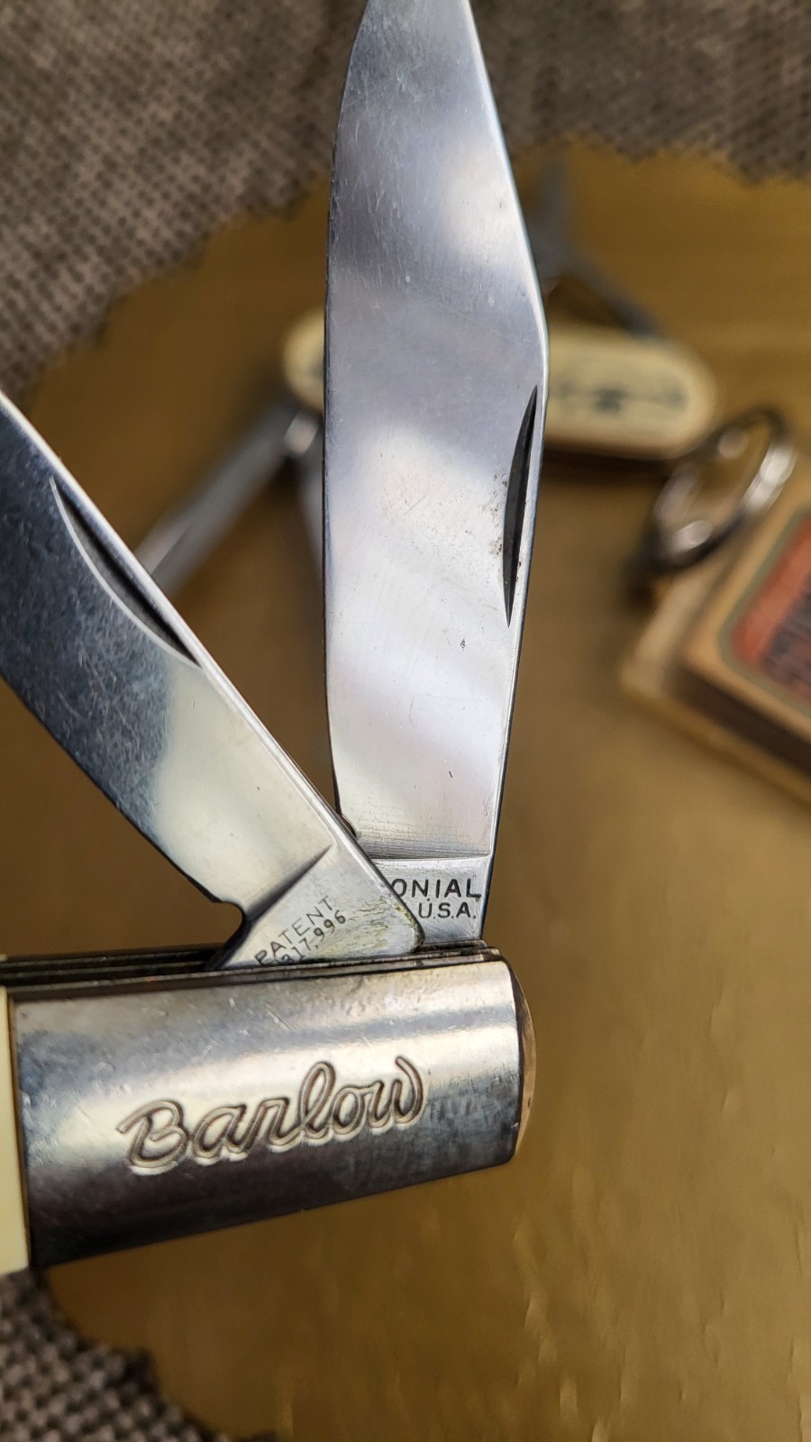 2 BARLOW pocketknives, Clean & Tight Blades. Advertising, w/ Key Chain.