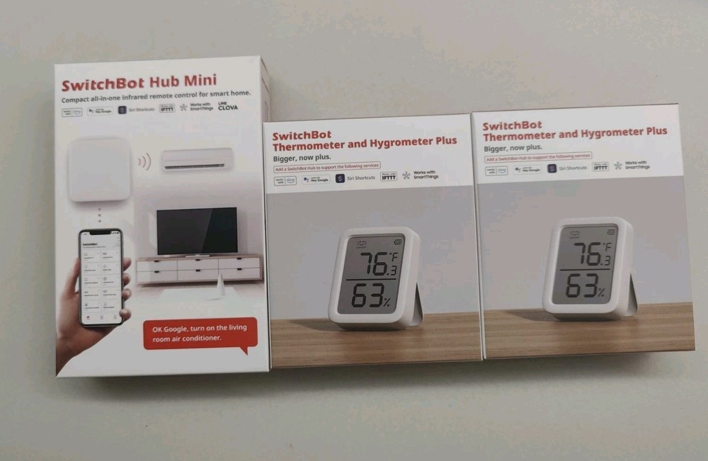 SwitchBot Thermometer Hygrometer Plus 2 Pack With 1 Pack of Hub Mini