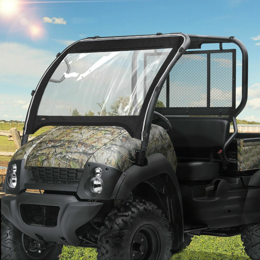 UTV Front Window Shield Soft Windshield for Kawasaki Mule 600 /610 4x4 2015-2019