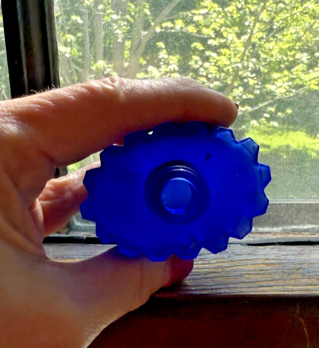 Vintage Raised Rectangle Cobalt Blue Perfume Bottle