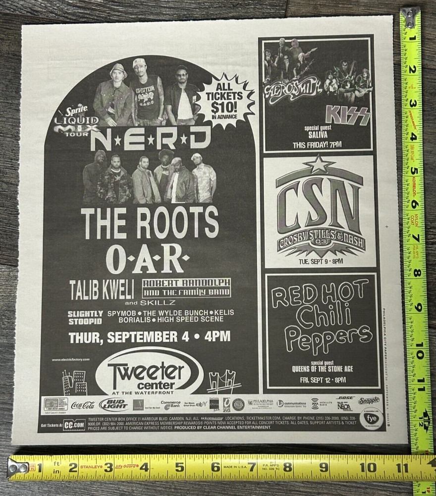 KISS Aerosmith Concert Ad Advert Tweeter Center NJ 2003 Tour Vintage Kiss