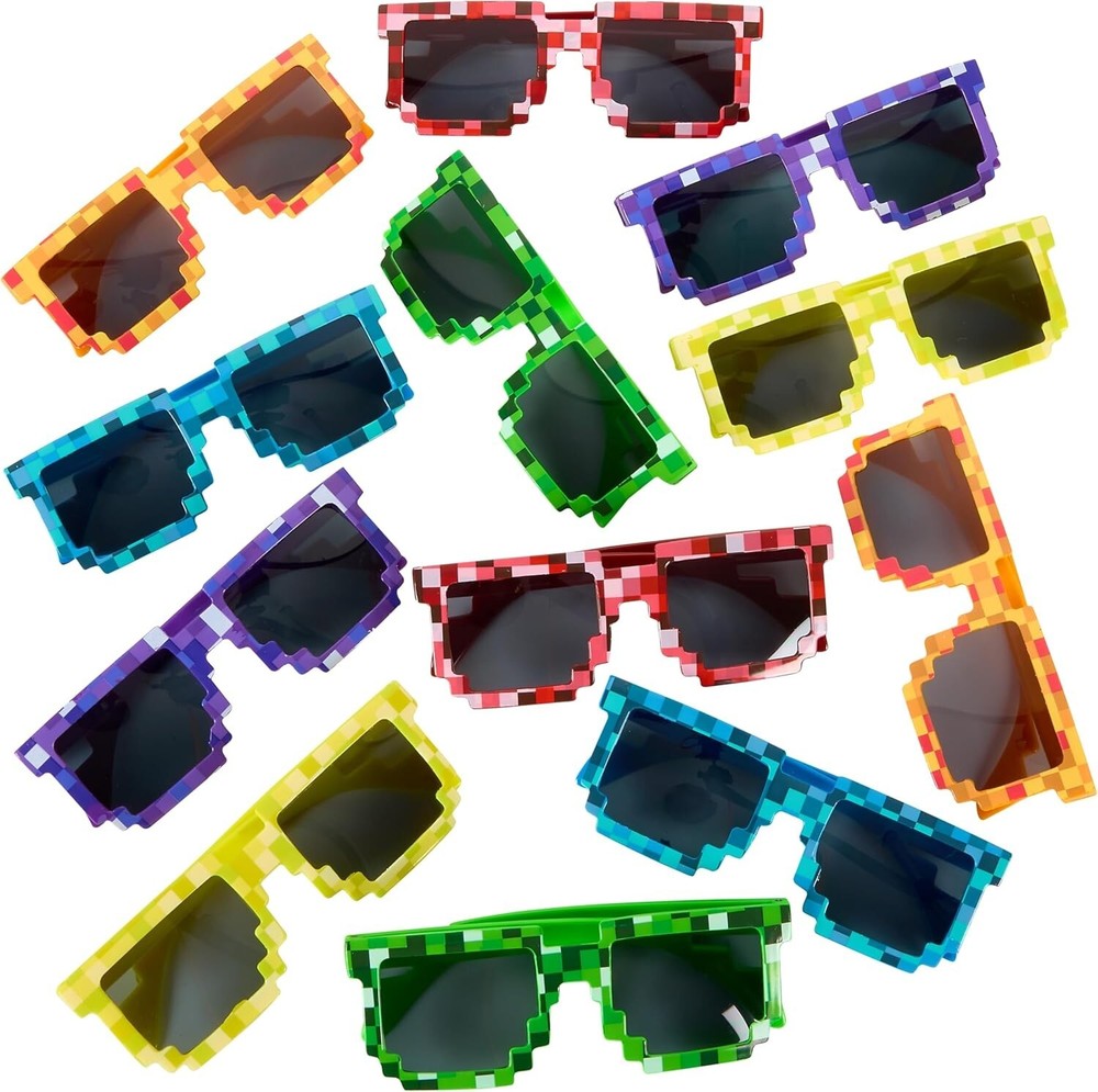 Colorful Pixel Sunglasses 12 Pack Pixelated Eyewear