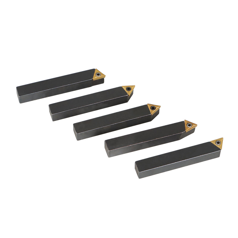 5 Pack Lathe Indexable Carbide Insert + Turning Tooling Bit Holder Set 3/8"