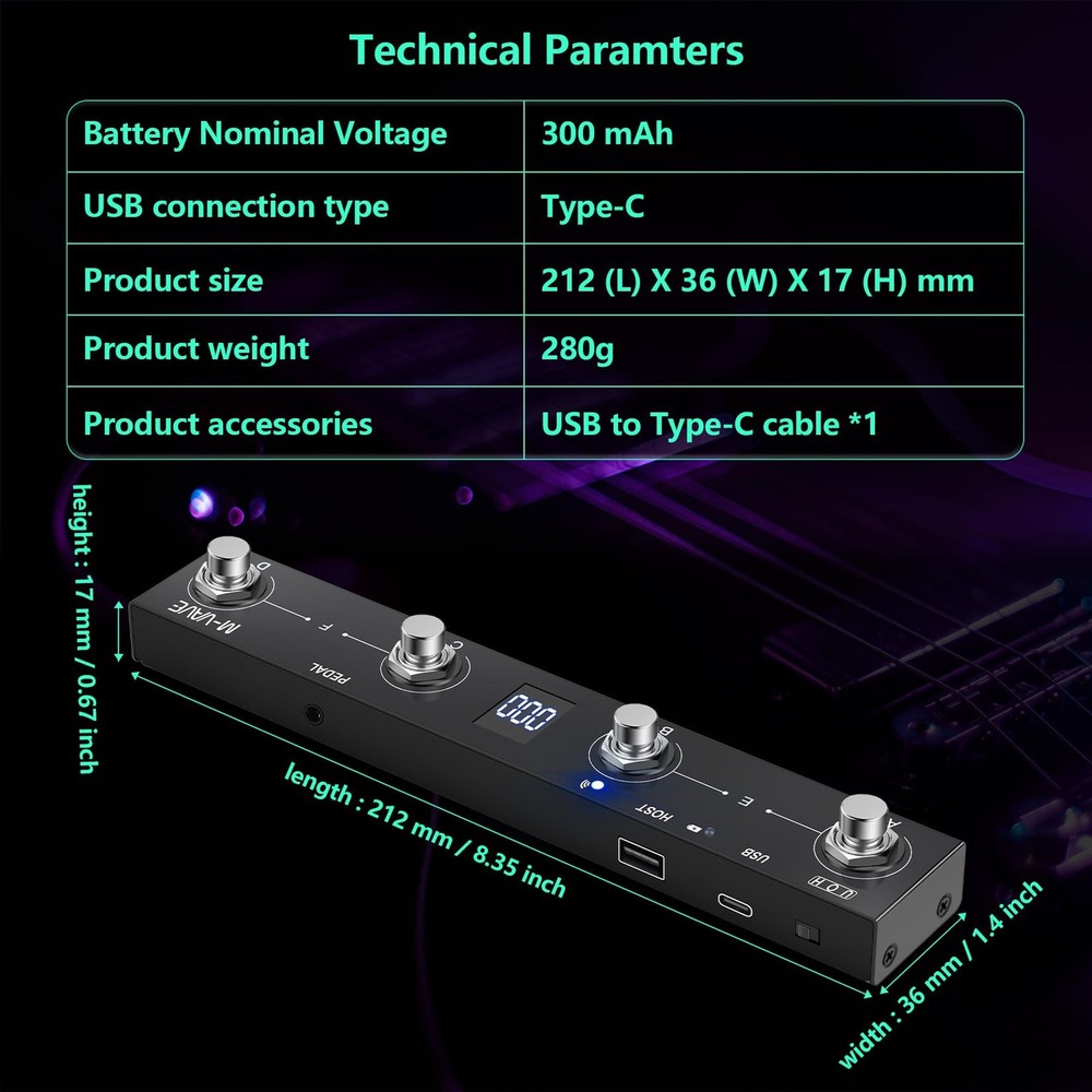 Chocolate Plus Wireless MIDI Foot Controller 4 Buttons BT Rechargeable, APP C...