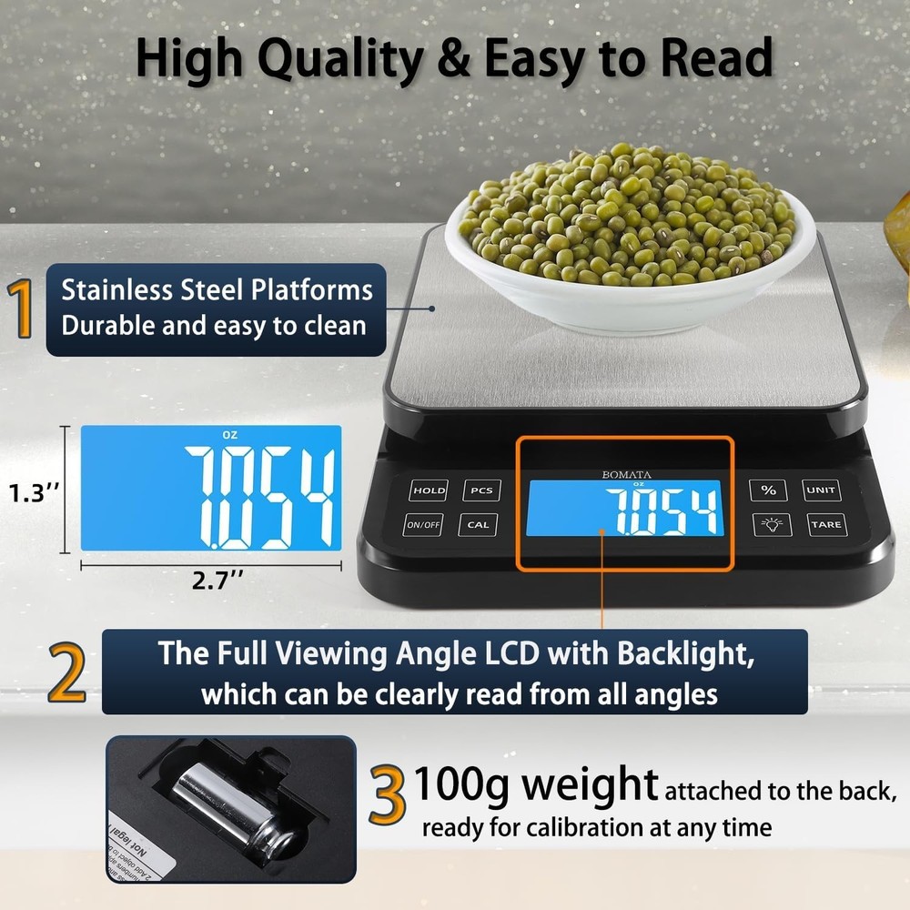 Bakery Scale, 5kg/11lb, % Percentage Function, LCD Backlight