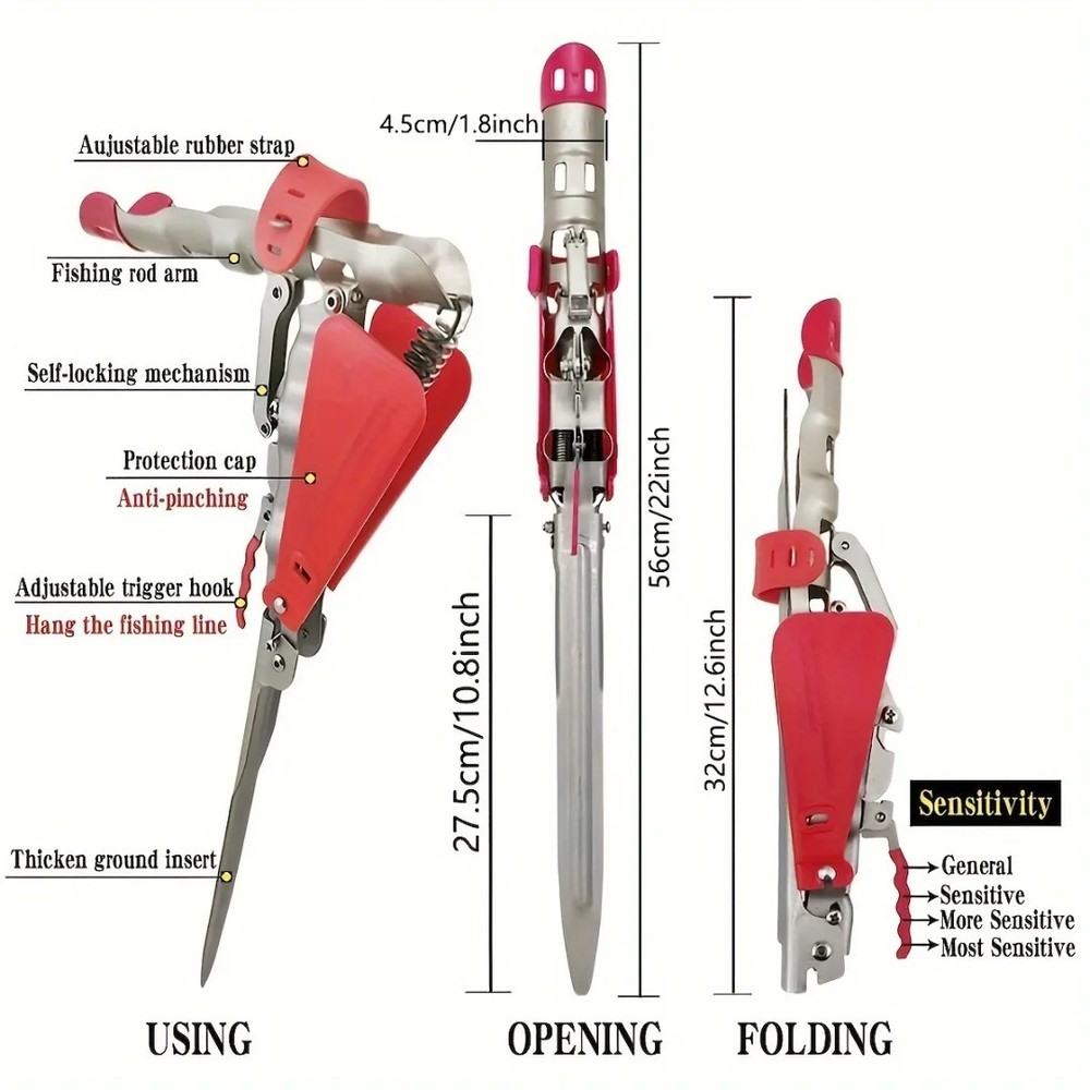 Automatic Fishing Rod Holder Spring Loaded Hook Setter Stand Ground Support