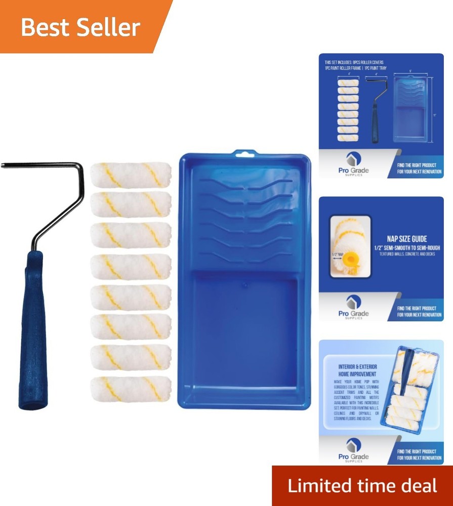 Compact 10-Piece Painting Set - Mini Roller Frame & Covers for Easy Application