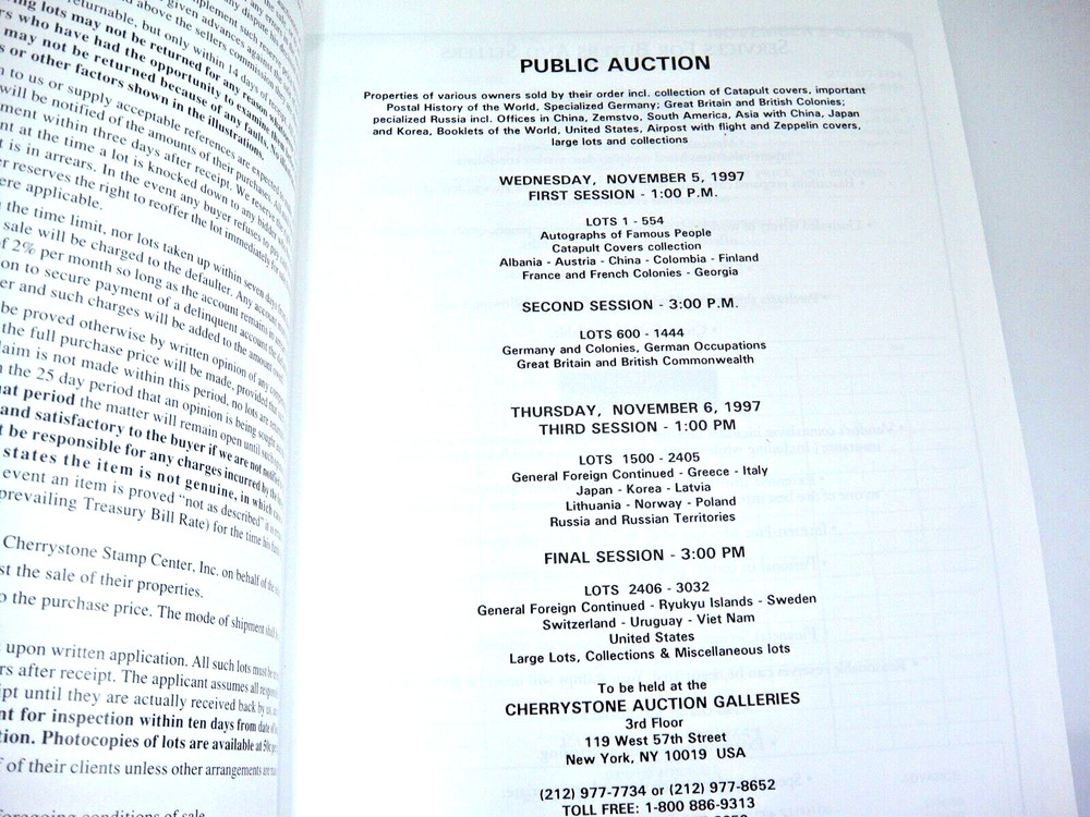 Cherrystone Stamp Auction Catalog 1997 Catapult Covers Airpost Zeppelin Covers