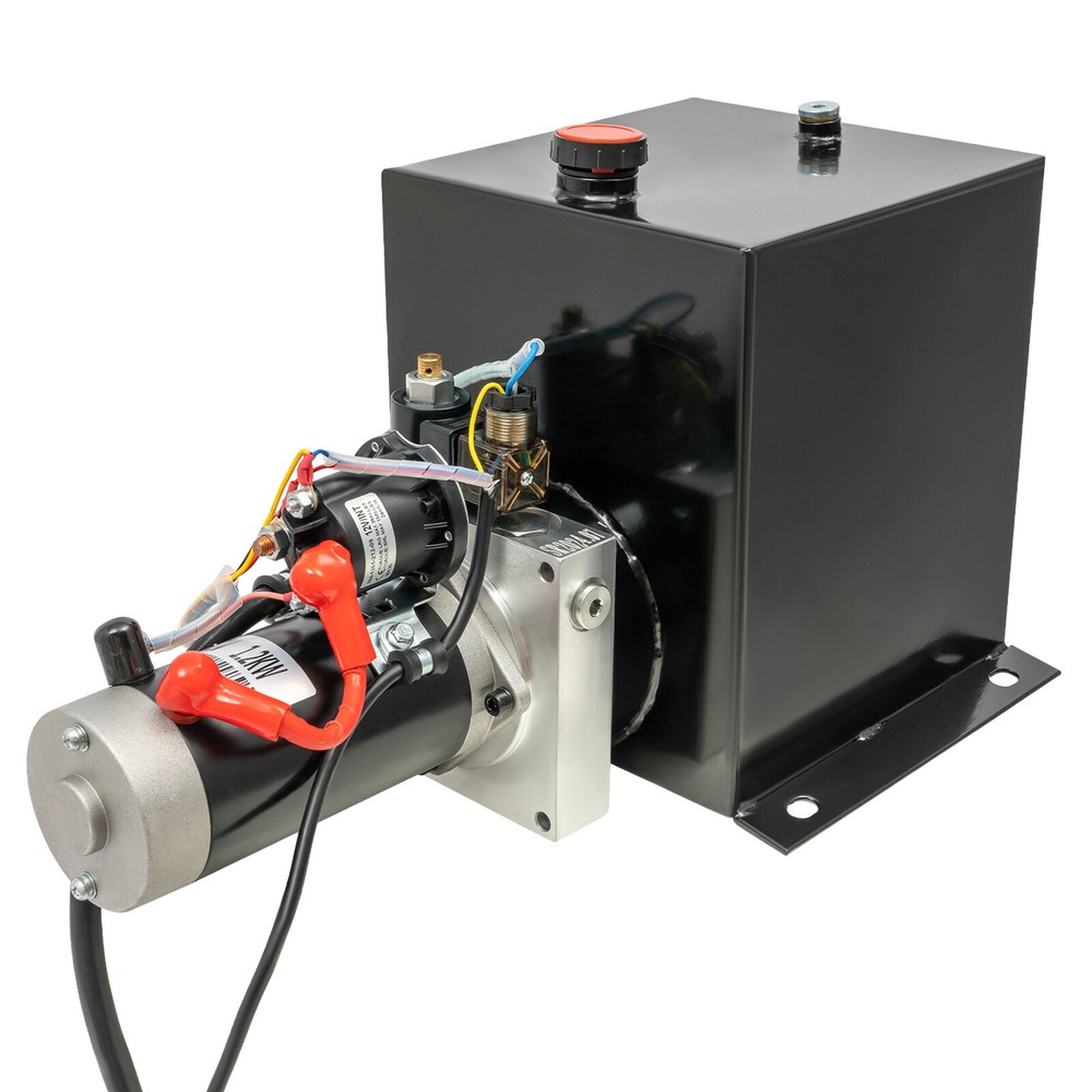 DC 12V 8 Quart Single Acting Hydraulic Pump Dump Trailer Power Unit Dual Control