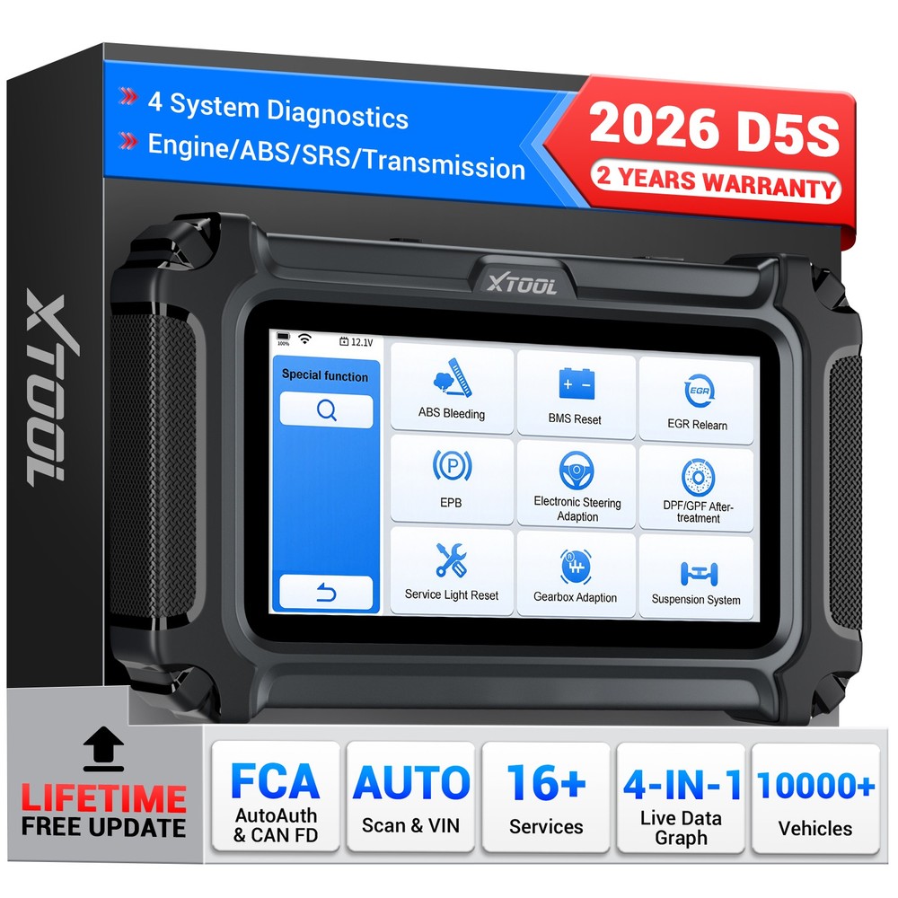 2026 XTOOL D5S OBD2 Scanner Check Engine ABS SRS Transmission Diagnostic