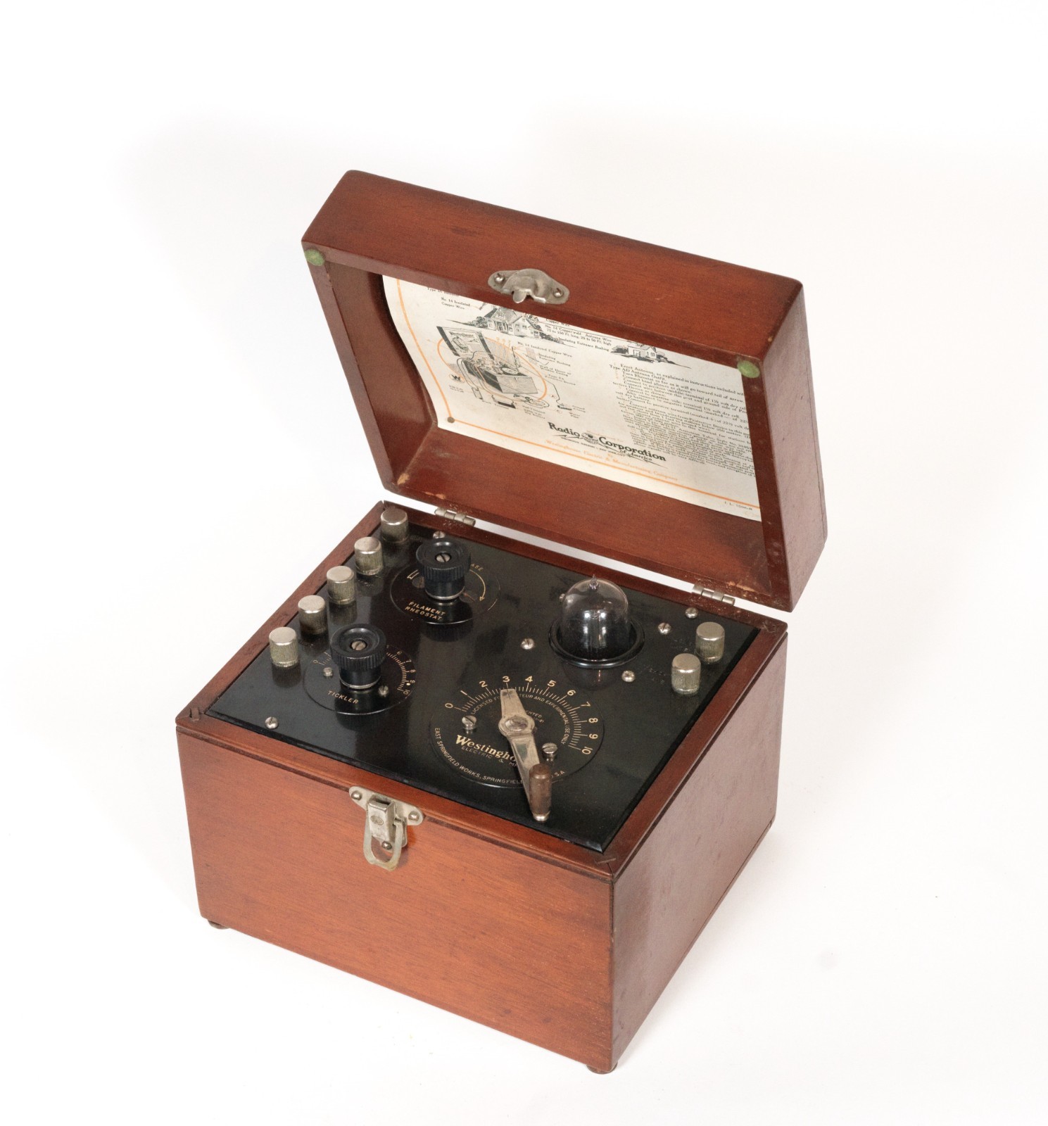 Mint, Working 1923 RCA Aeriola Sr. Radio w/Good Brass Base Tipped WD-11 In Box