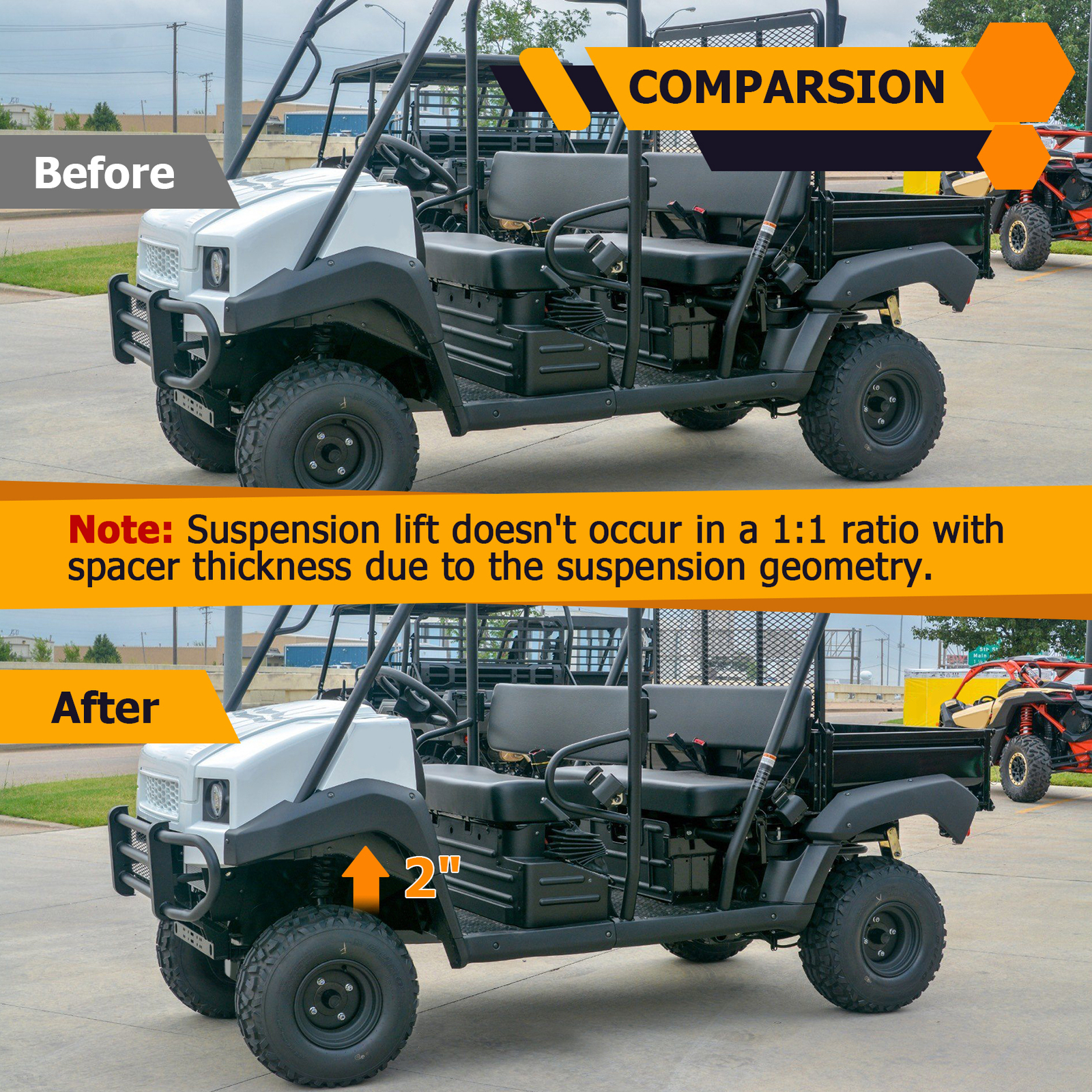 2X Front 2" Lift Leveling Spacer For Kawasaki Mule 2510 3010 4010 4000 1990-2021