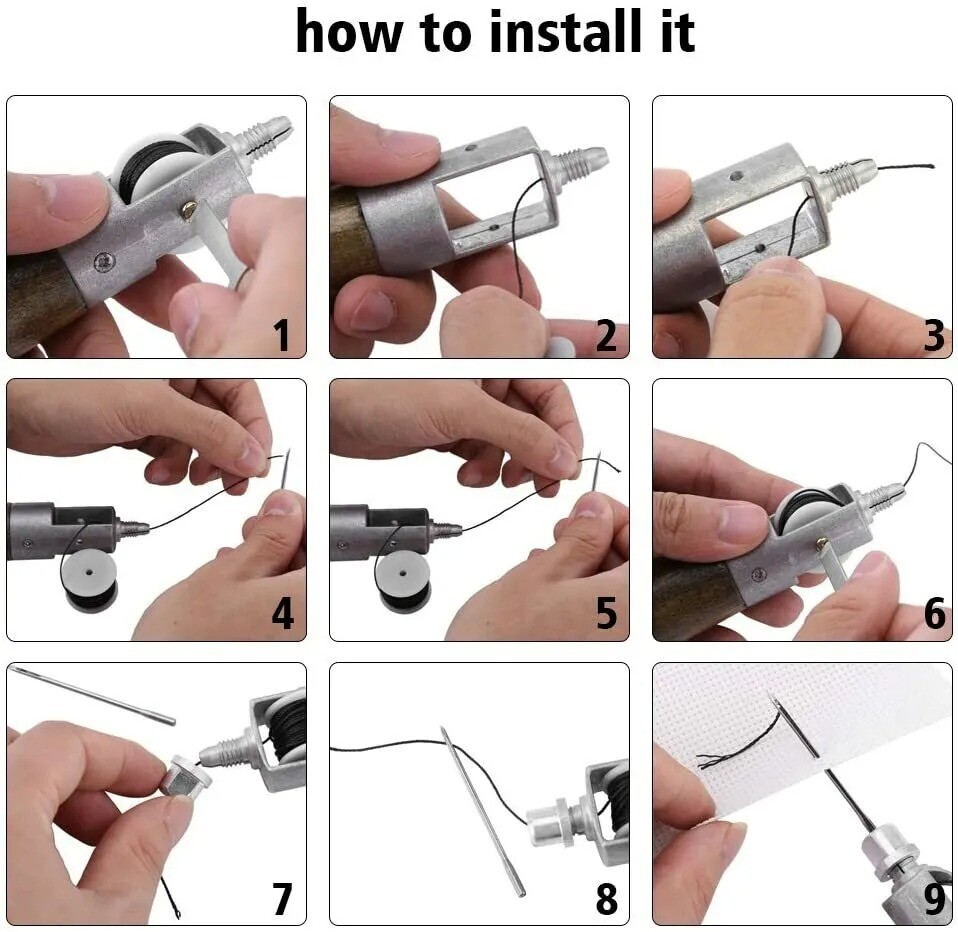 Leather Sewing Kit With Hand Speedy Stitcher Sewing Awl Waxed Thread Repair Tool