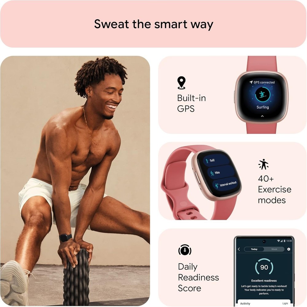 Fitbit Versa 4 Activity Tracker - Copper Rose/Pink Sand