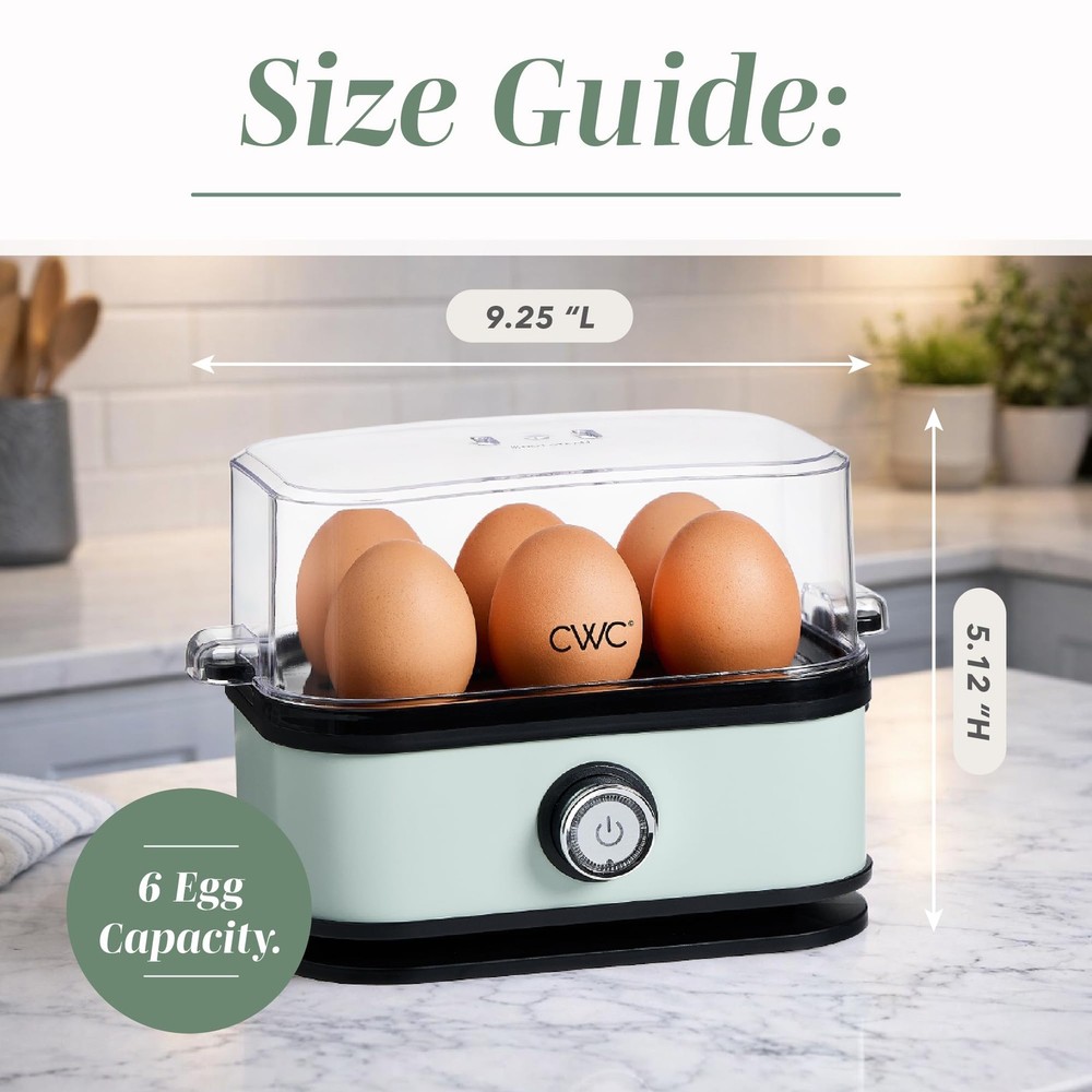 COOK WITH COLOR Automatic 6-Egg Cooker - Soft, Medium, Hard-Boiled Eggs
