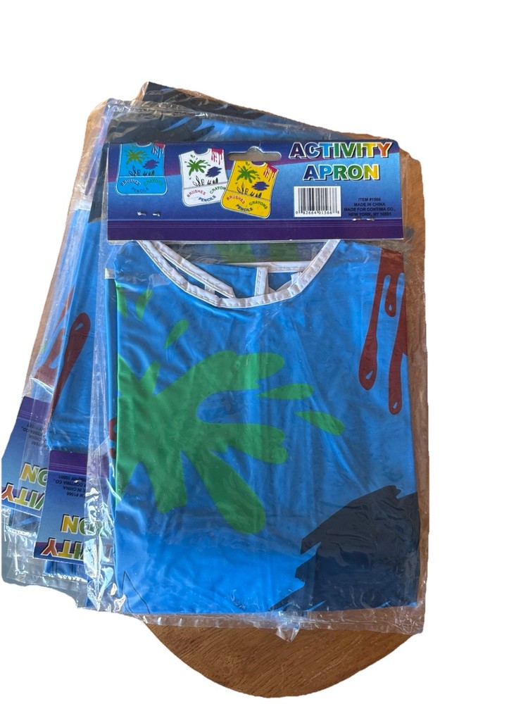 Kids Activity Apron Pencils Crayons Brushes Blue Multi School Project DIY Bundle
