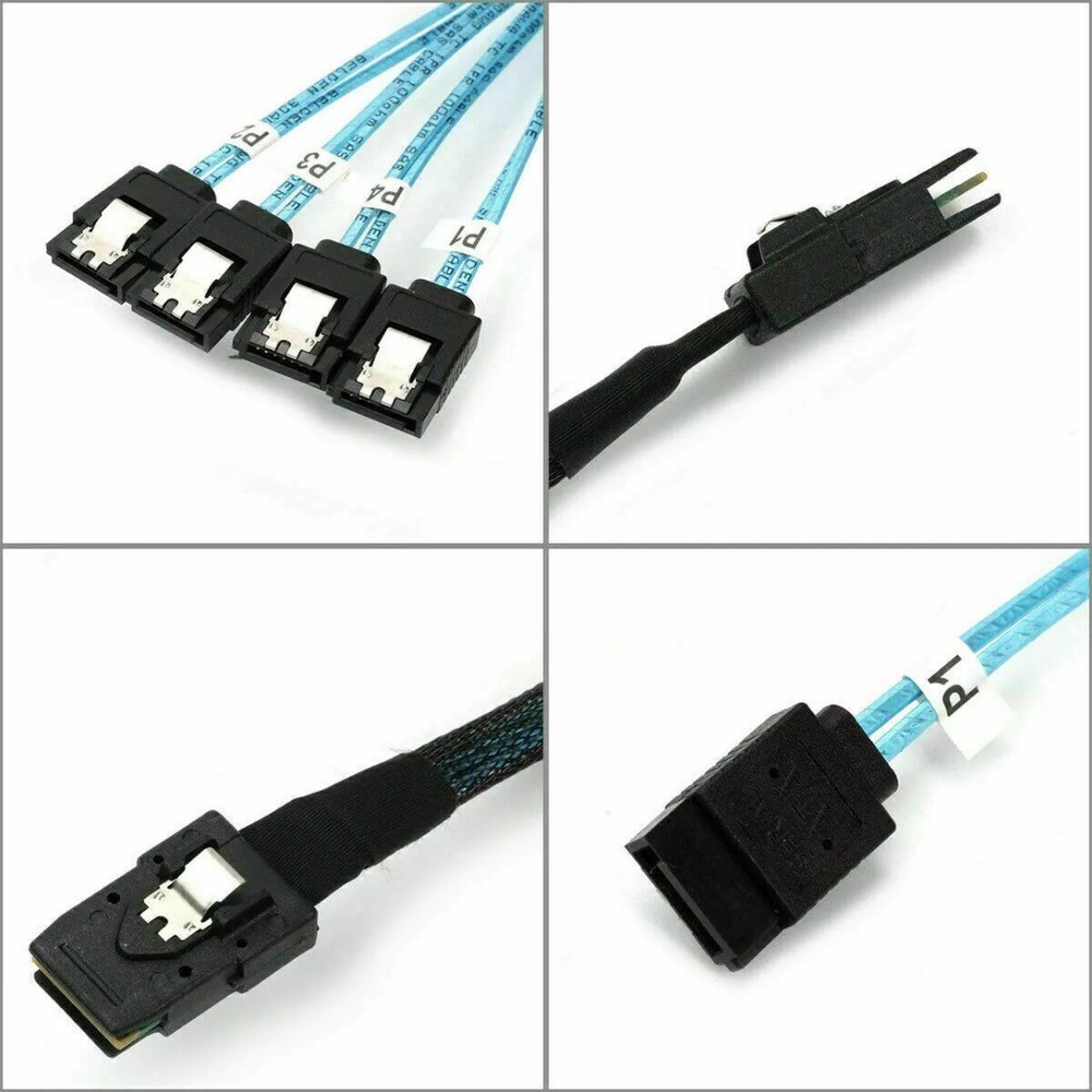 2x Mini SAS Cable Mini-SAS (SFF-8087) to SATA Forward Breakout Internal HBA RAID