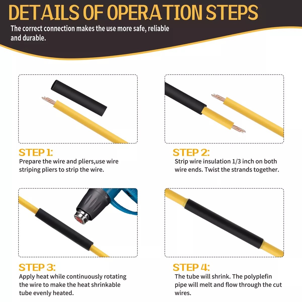 560 Pcs HEAT SHRINK Tubing Sleeve 3:1 Shrinkable Tube Wire Cable Assortment Kit