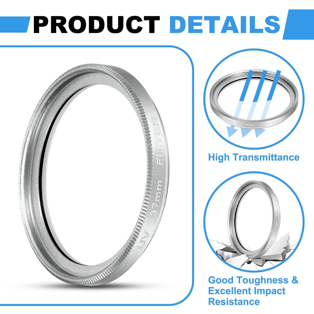 37mm Ultra Slim Lens Filter Multi Coating Camera Len Filter, Silver
